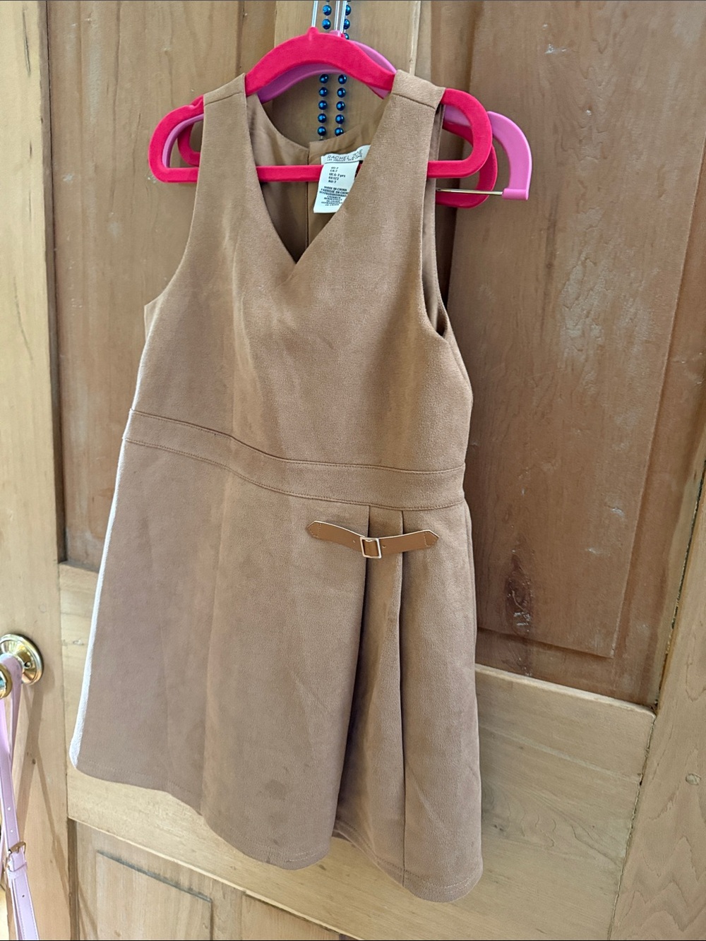 Rachel Zoe Camel Faux Suede Pinafore Dress